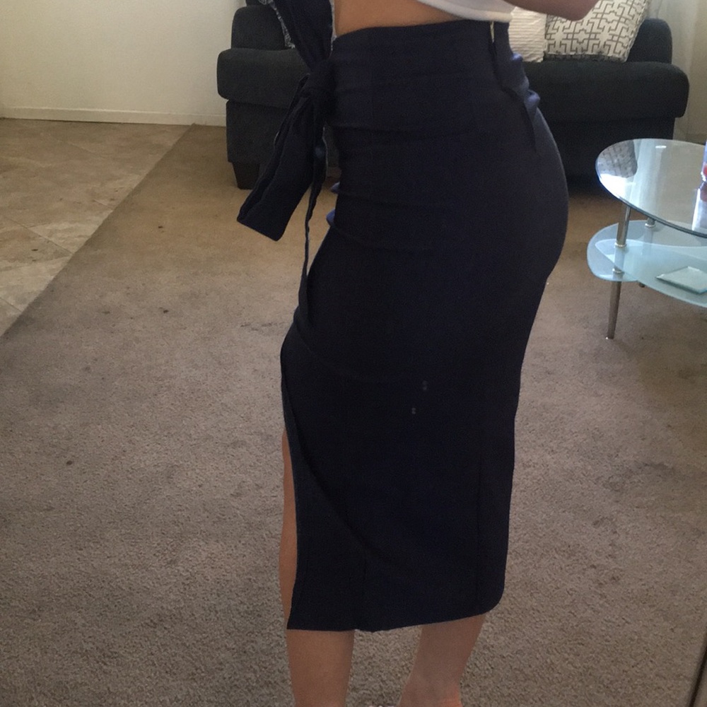 Naked Wardrobe midi jean skirt with high side slit - Picture 4 of 4